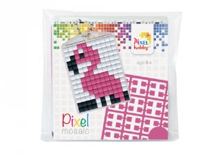 Pixelhobby Kulcstartó készlet, flamingó (23021, 1db kulcstartó alaplap + 3 szín, 7-99 év)