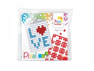 Pixelhobby Kulcstartó készlet, Love (23036, 1db kulcstartó alaplap + 3 szín, 7-99 év)