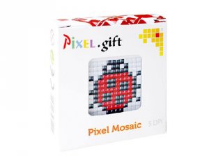 Pixelhobby, Mini Pixel XL készlet, katicabogár (30202, 1db 6x6 cm-es alaplap, 3 szín, 4-6 év)