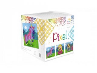 Pixelhobby, Pixel kocka, lányos, unikornis  (29003, 3db 6x6 cm-es képhez, 7-99 év)