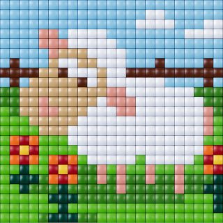 Pixelhobby, Pixel XL készlet, bárány (41009, 12x12 cm-es alaplap, XL színek, 4-6 év)