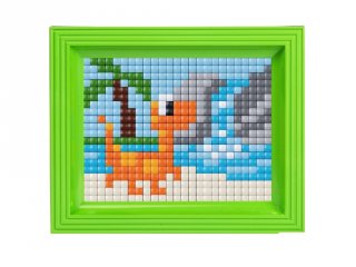 Pixelhobby, Pixel XL készlet, dinoszaurusz (12034, 10x12 cm-es alaplap, XL színek, képkeret, 4-6 év)