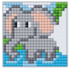 Pixelhobby, Pixel XL készlet, elefánt (41033, 12x12 cm-es alaplap, XL színek, 4-6 év)