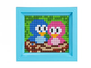 Pixelhobby, Pixel XL készlet, madárkák (12002, 10x12 cm-es alaplap, XL színek, képkeret, 4-6 év)