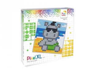 Pixelhobby, Pixel XL készlet, víziló (41006, 12x12 cm-es alaplap, XL színek, 4-6 év)