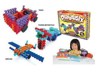 Playstix, járműves építőjáték (Popular, 130 db-os kreatív építőjáték feladatkártyákkal, 3-99 év)