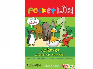 Pocket Lük, Észlények az őslények nyomában, gondolkodást fejlesztő és koncentrációs feladatok + alaplap (egyszemélyes fejlesztőjáték, 6-10 év)