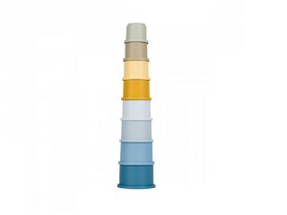 Poharas toronyépítő Kék, Little Dutch montessori bébijáték (2008002, 6 hó-3 év)