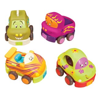 Puha autócsodák (B.Toys, 4 db hangadó, lendkerekes bébijáték, 1-5 év)