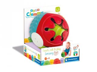 Puha érzékfejlesztő labda 5 db építőkockával, babajáték (Clemmy, 6 hó-2 év)