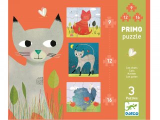 Puzzle Primo, Cica (Djeco, 7136, vegyes darabszámú kirakó, 1-3 év)