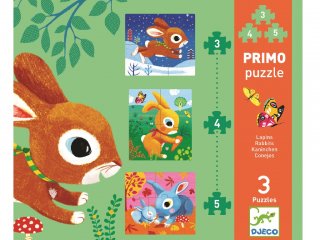 Puzzle Primo, Nyuszi (Djeco, 7140, vegyes darabszámú kirakó, 2-5 év)