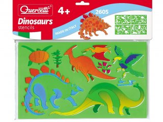 Rajzsablonok, Dinoszauruszok (Quercetti, Dinosaurs stencils, 4 db-os kreatív készlet, 3-10 év)