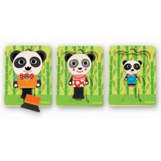 Réteges puzzle, Panda család (Djeco, 1471, 3 rétegű fajáték, 1-5 év)