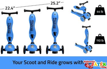 Scoot and Ride Highwaykick 1.Motoroller, 2 in 1 háromkerekű kismotor és roller, Blueberry (1-5 év)