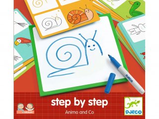 Step by Step, Állatok (Djeco, 8319, rajztanító játék, 3-7 év)