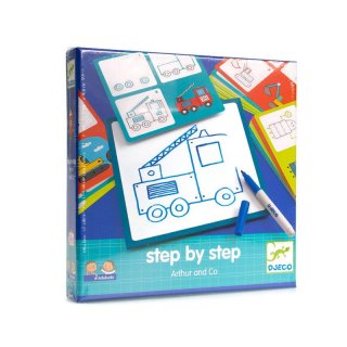 Step by Step, Fiúknak (Djeco, 8321, rajztanító játék, 3-7 év)
