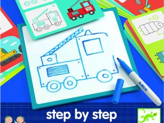 Step by Step, Fiúknak (Djeco, 8321, rajztanító játék, 3-7 év)