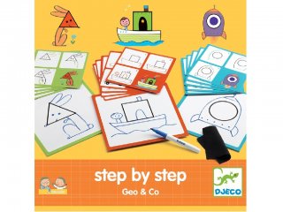 Step by Step, Geometriai formák (Djeco, 8322, rajztanító játék, 3-7 év)