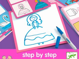 Step by Step, Lányoknak (Djeco, 8320, rajztanító játék, 3-7 év) 