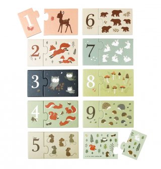 Számpárosító puzzle Erdei barátok, logikai játék (Little Lovely Company, 2-5 év)