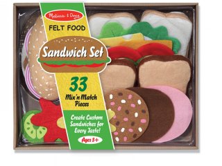 Szendvics készítő játék szett, puha anyagból (13954, MD, konyhai fajáték 2-9 év)
