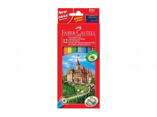 Színes ceruza készlet + ajándék hegyező (Faber-Castell, 12 db-os rajzeszköz, 3-99 év)