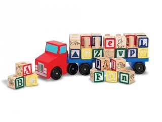 Színes fa kockák, Betűkirakós kamion (Melissa&Doug, 30 db-os fakocka készlet, 3-6 év)