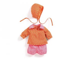 Színes ruha szett Pépin babaruha 30-34 cm-es babához, Djeco szerepjáték - 7756 (18 hó-6 év)