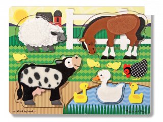 Tapintós formaberakó, Farm állatai (4327, Melissa & Doug, fa bébijáték, 0-2 év)