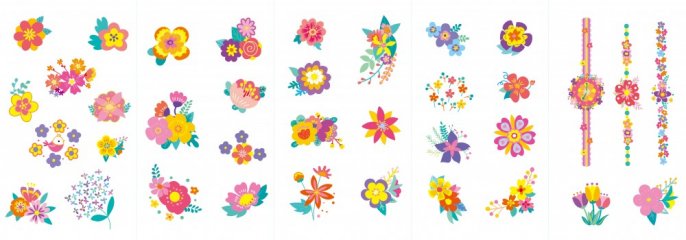 Tetováló és körömmatrica készlet Virágok, kreatív szett (Avenir, 3-7 év)