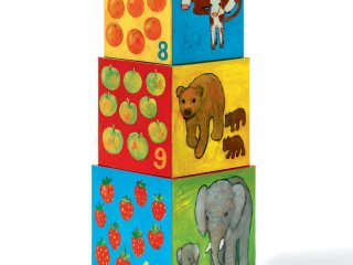 Toronyépítő kocka, Barátok (Djeco, 8506, 10 db-os bébi építőjáték, 0-3 év)