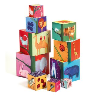Toronyépítő kocka, Természet (Djeco, 8505, 10 db-os bébi építőjáték, 0-3 év)