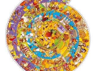 Történelmi, kör alakú puzzle (Djeco, 7458, 350 db-os részletgazdag puzzle, 6-99 év)