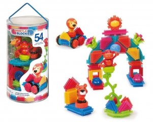 Tüskejáték készlet, dzsungeles (Bristle Blocks, 54 db-os kreatív építőjáték, 1-5 év)