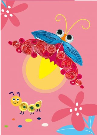 Üdvözlőkártya készítő szett quilling technikával - Pillangó, kreatív készlet (Avenir, 5-8 év)