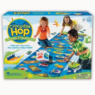 Ugrás a folyóba! készségfejlesztő játék óvodásoknak (9544, Learning Resources, Crocodile Hop játszó szőnyeg, 3-7 év)