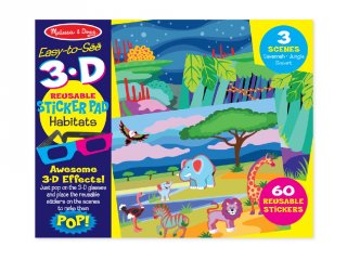 Újraragasztható állatos matricás füzet 3D szemüveggel (9376, Melissa Doug, 3-8 év)