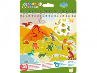 Újraragasztható matricás füzet, Dinoszauruszok (Aladine, kreatív játék, 4-8 év)