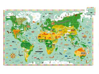 Világtérkép puzzle (Djeco, 7412, 200 db-os kirakó, 6-14 év)