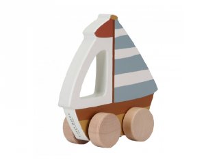Vitorláshajó építőjáték, Little Dutch fa készségfejlesztő játék (7087, 1-3 év)