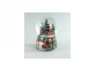Zenélő hógömb, Karácsonykor hazaúton, exkluzív ajándéktárgy (átmérő 10 cm)