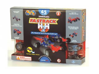 ZOOB építőjáték, Fastback H2H dupla lendkerekes autó (12056, 55 db-os kreatív készlet, 5-12 év)