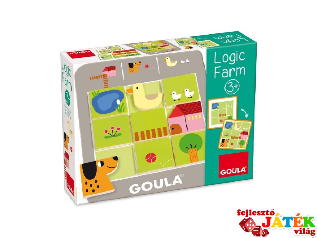 Logikus farm, logikai fejlesztő játék feladatkártyákkal (53168, Goula, 3-8 év)