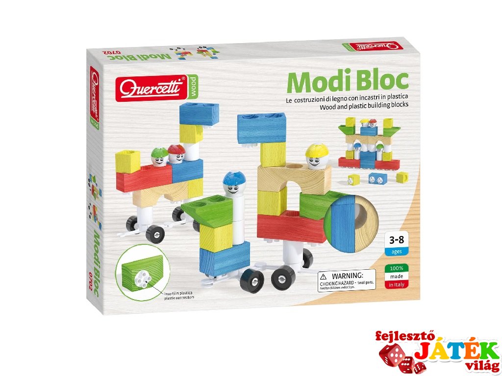 Modi Bloc, 30 db-os Quercetti építőjáték fából és műanyagból (3-8 év)