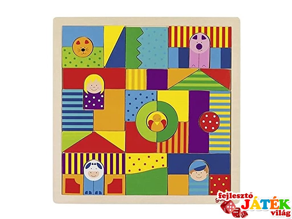 Mozaik kirakó Farm, 43 db-os Goki puzzle fából (3-6 év)
