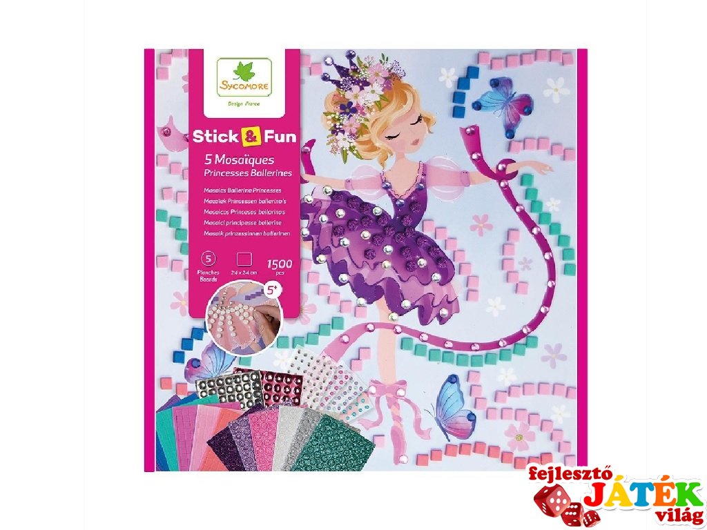 Mozaikkép készítő Balerina hercegnők, kreatív szett (CRE7060, Sycomore, 5-10 év)
