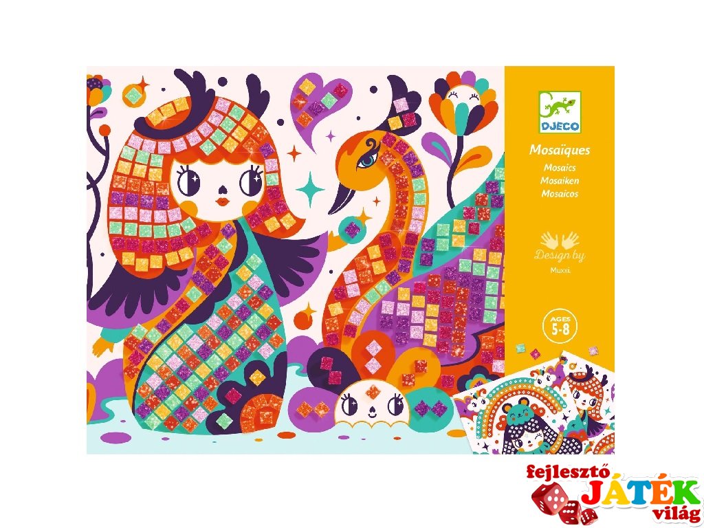 Mozaikkép készítő Kokeshi babák, Djeco kreatív szett - 8904 (5-8 év)