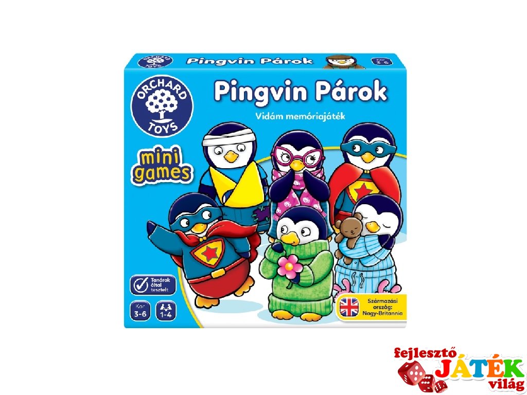 Pingvin párok mini játék, párosító és memória társasjáték (OR351, 3-6 év)