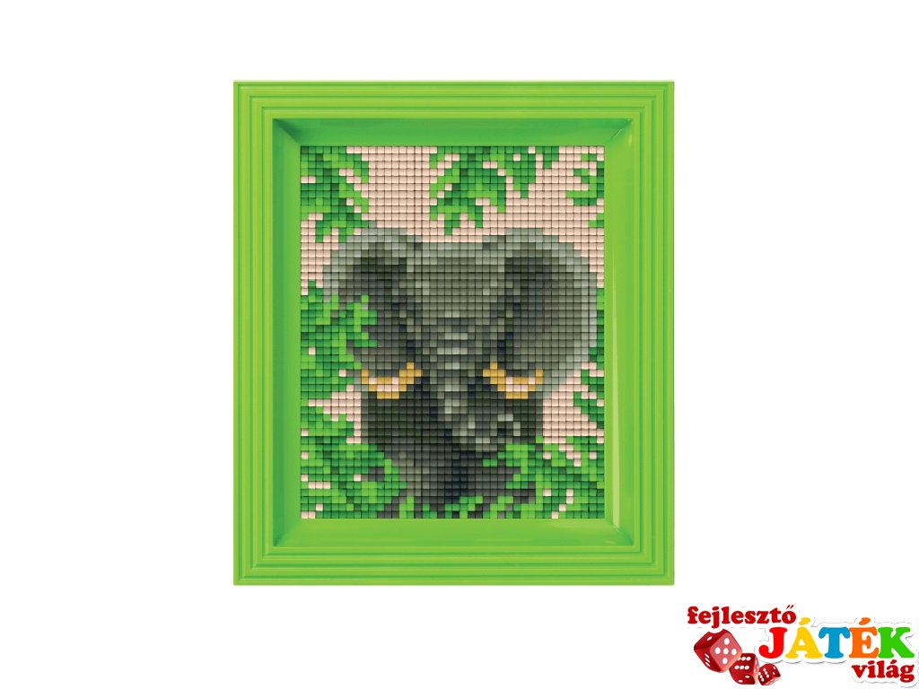 Pixelhobby képkészlet, Elefánt (801434, 10x12 cm-es alaplap, színek, képkeret, 7-99 év)